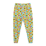 Christmas Emoji Pattern Print Jogger Pants