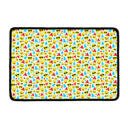 Christmas Emoji Pattern Print Kitchen Mat
