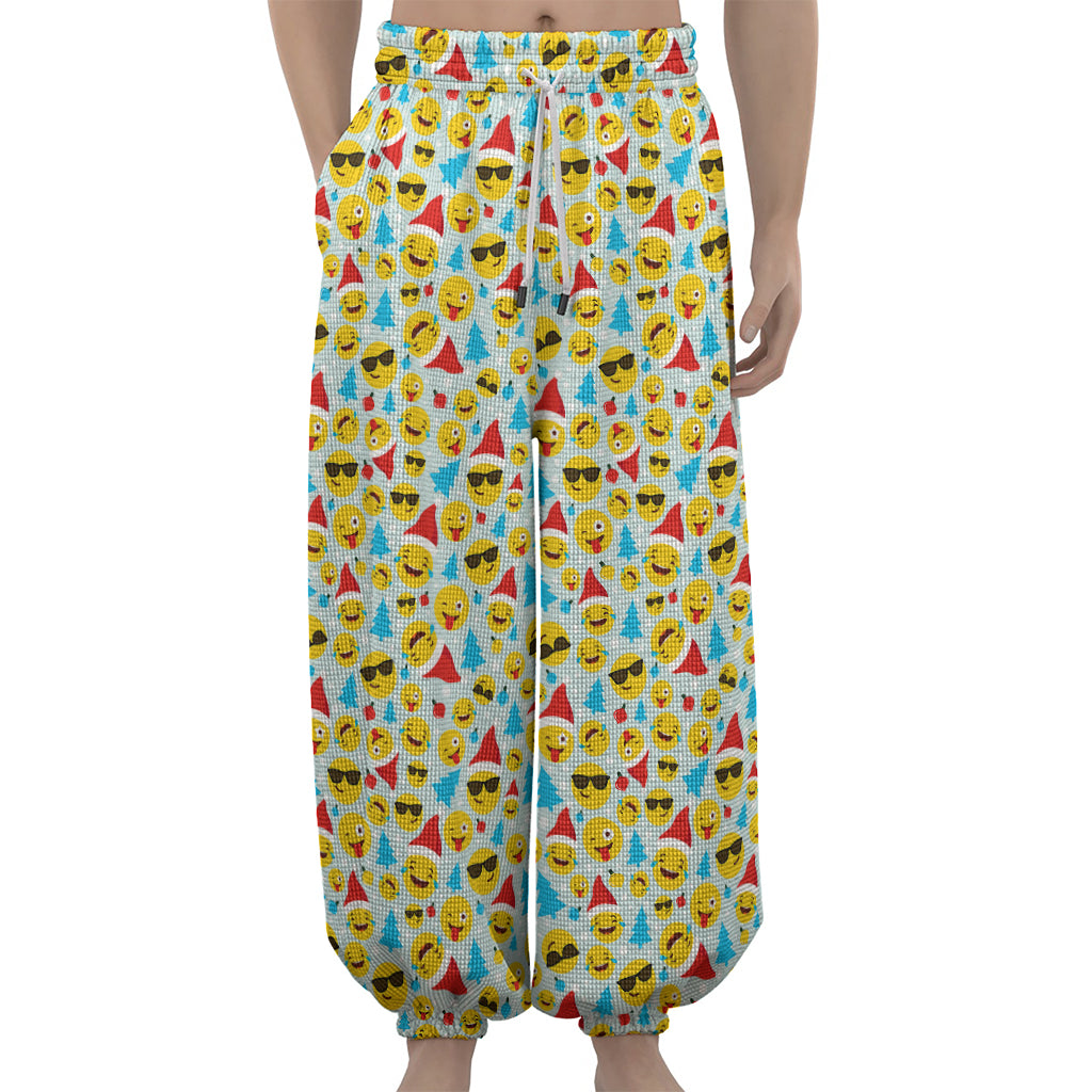 Christmas Emoji Pattern Print Lantern Pants