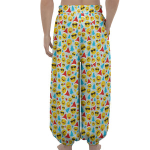 Christmas Emoji Pattern Print Lantern Pants