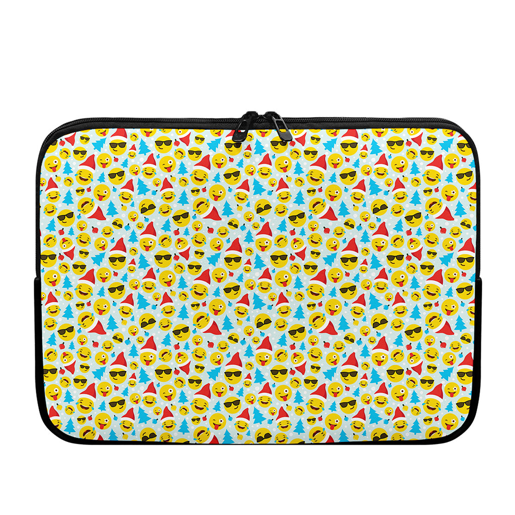 Christmas Emoji Pattern Print Laptop Sleeve
