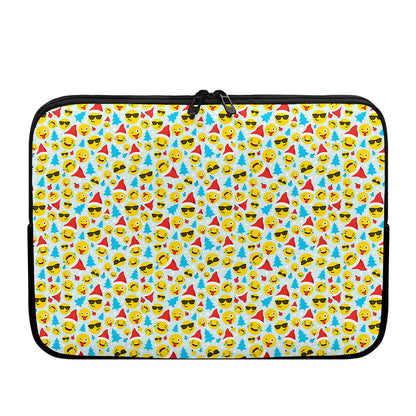 Christmas Emoji Pattern Print Laptop Sleeve