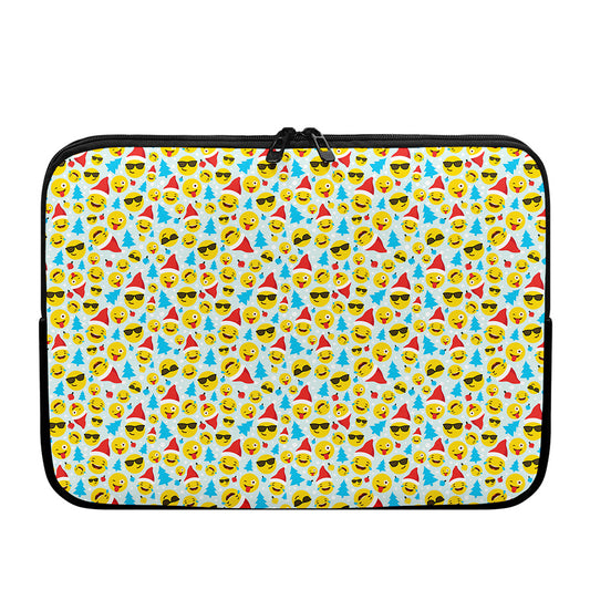 Christmas Emoji Pattern Print Laptop Sleeve