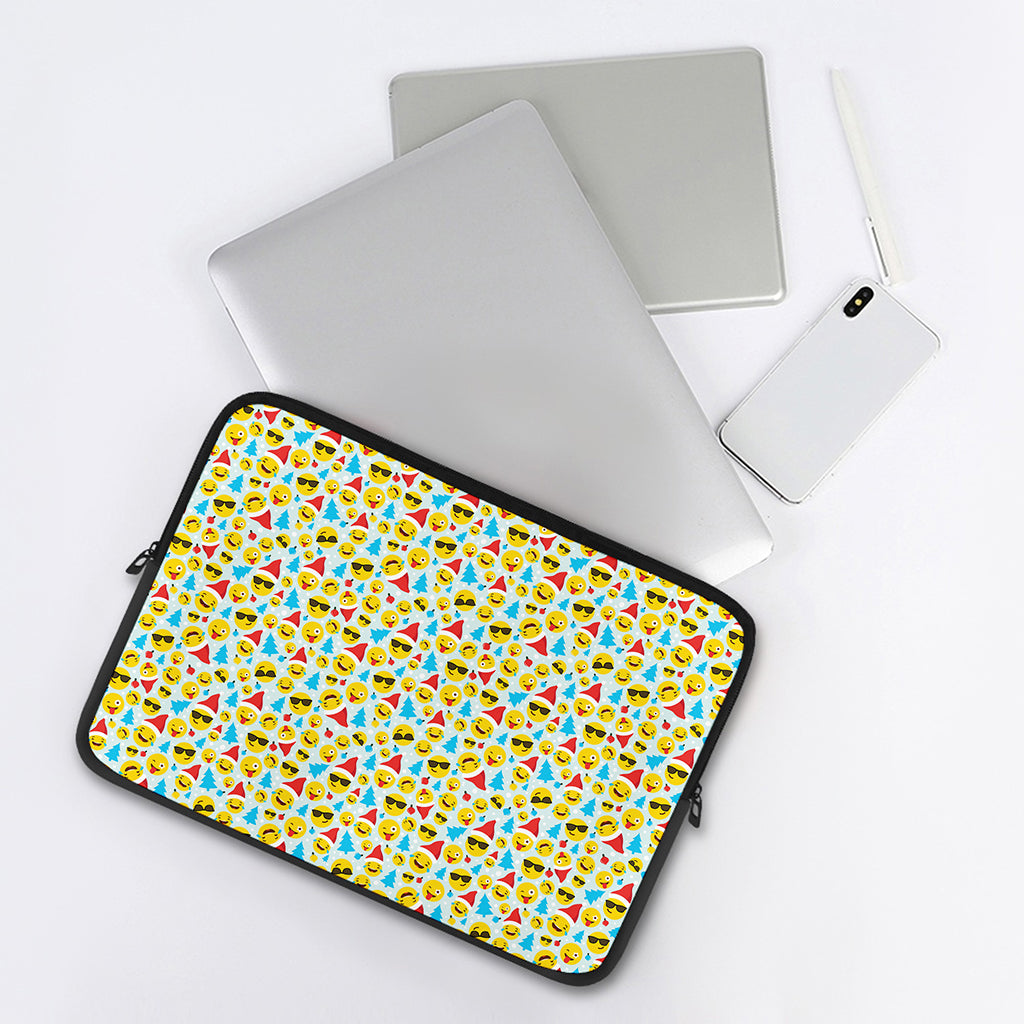 Christmas Emoji Pattern Print Laptop Sleeve