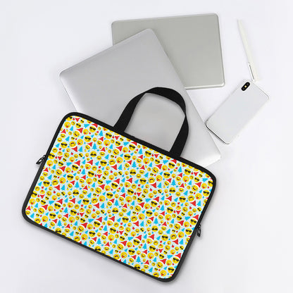 Christmas Emoji Pattern Print Laptop Sleeve With Handle