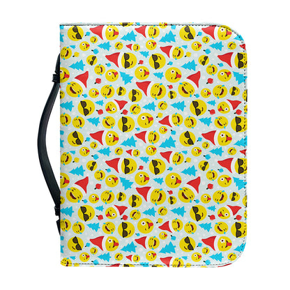 Christmas Emoji Pattern Print Leather Bible Cover