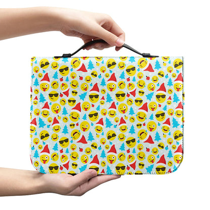 Christmas Emoji Pattern Print Leather Bible Cover