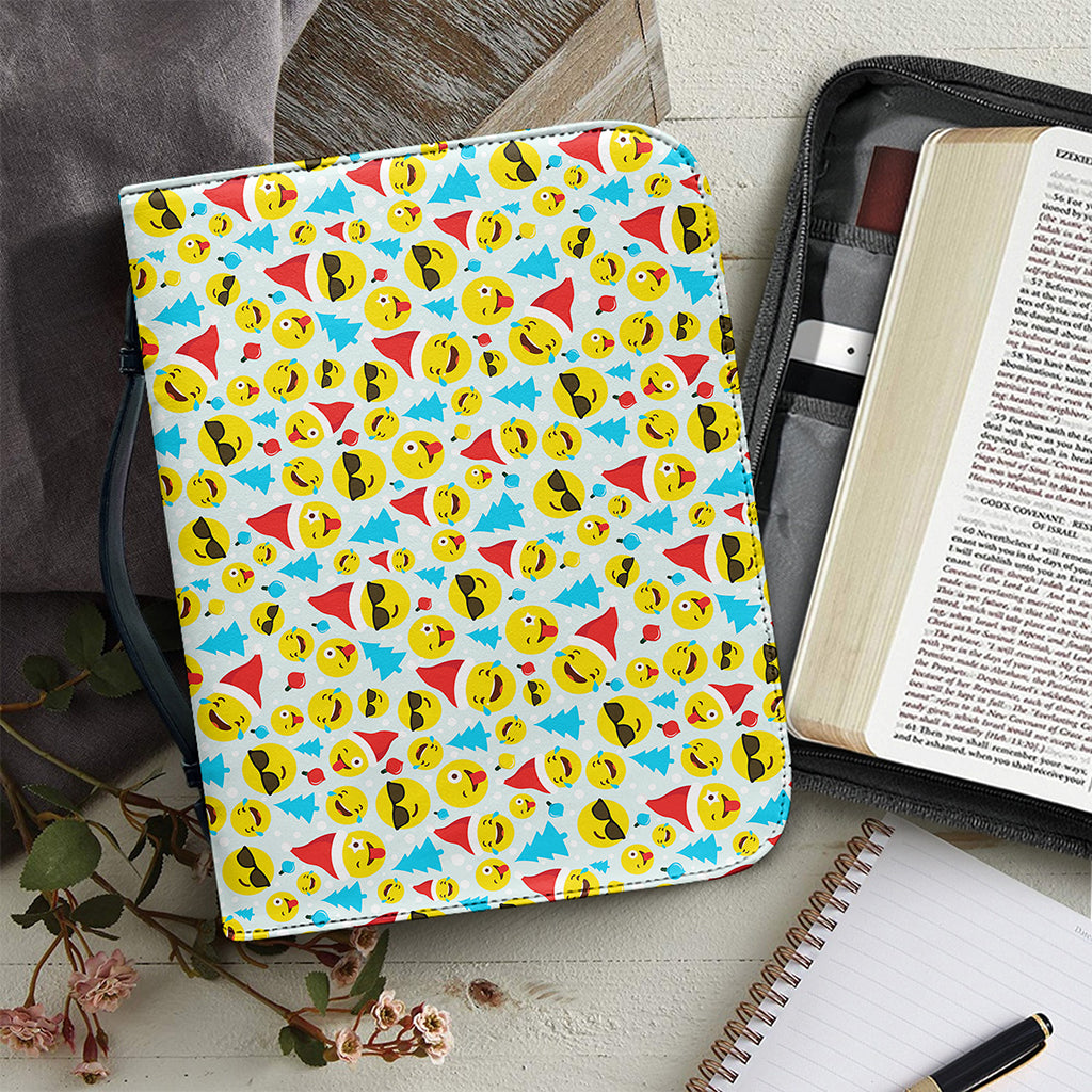 Christmas Emoji Pattern Print Leather Bible Cover