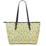 Christmas Emoji Pattern Print Leather Tote Bag