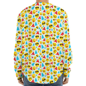 Christmas Emoji Pattern Print Long Sleeve Baseball Jersey