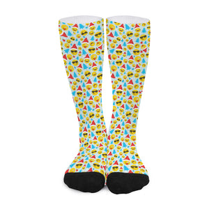 Christmas Emoji Pattern Print Long Socks