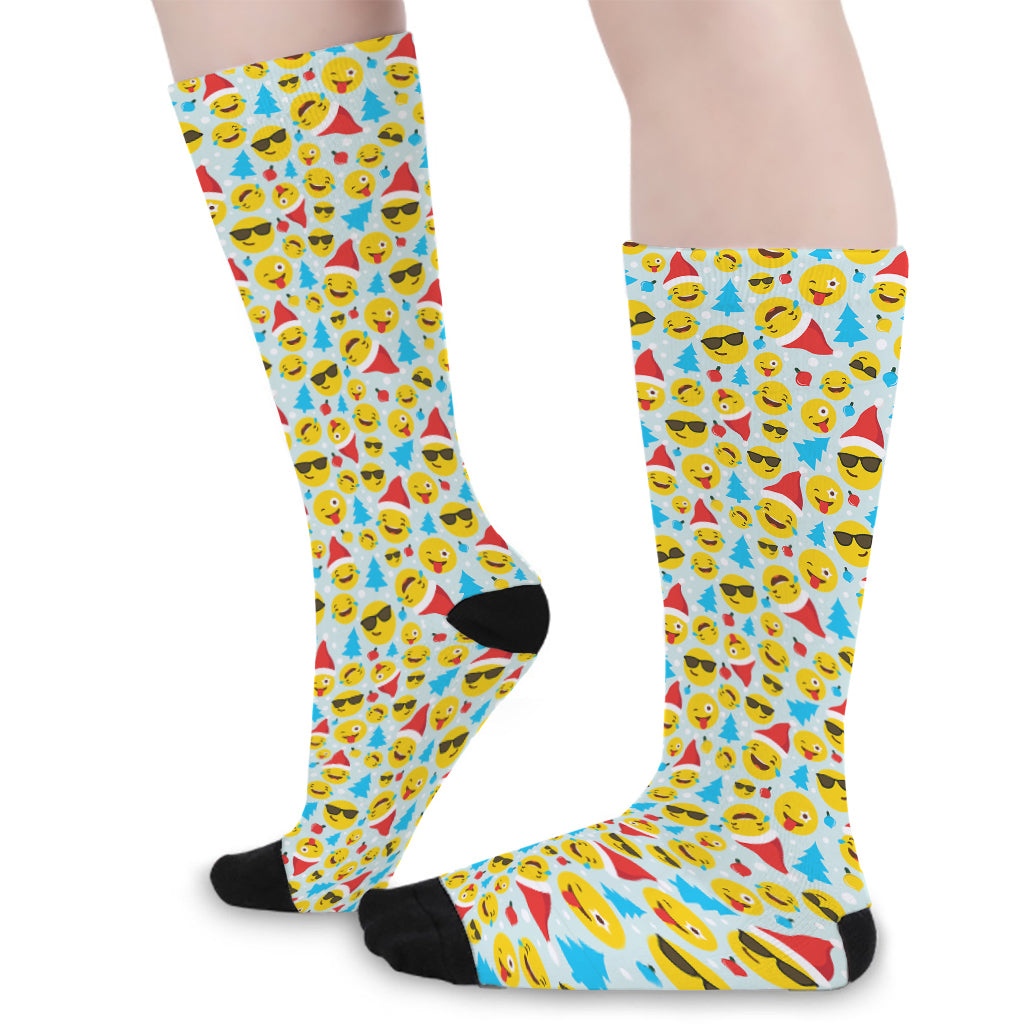 Christmas Emoji Pattern Print Long Socks