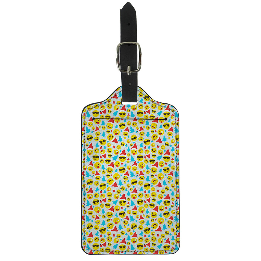 Christmas Emoji Pattern Print Luggage Tag