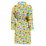 Christmas Emoji Pattern Print Men's Bathrobe