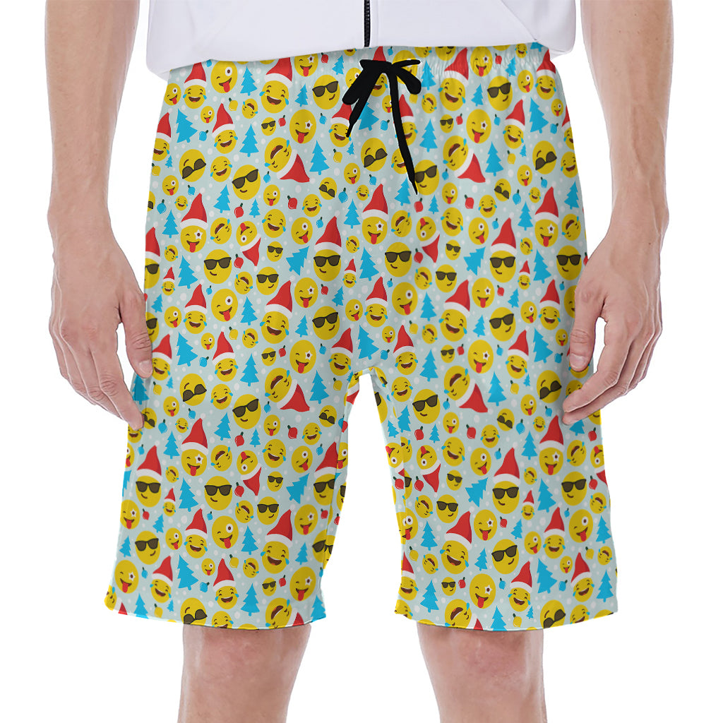 Christmas Emoji Pattern Print Men's Beach Shorts