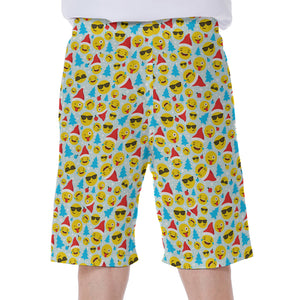 Christmas Emoji Pattern Print Men's Beach Shorts