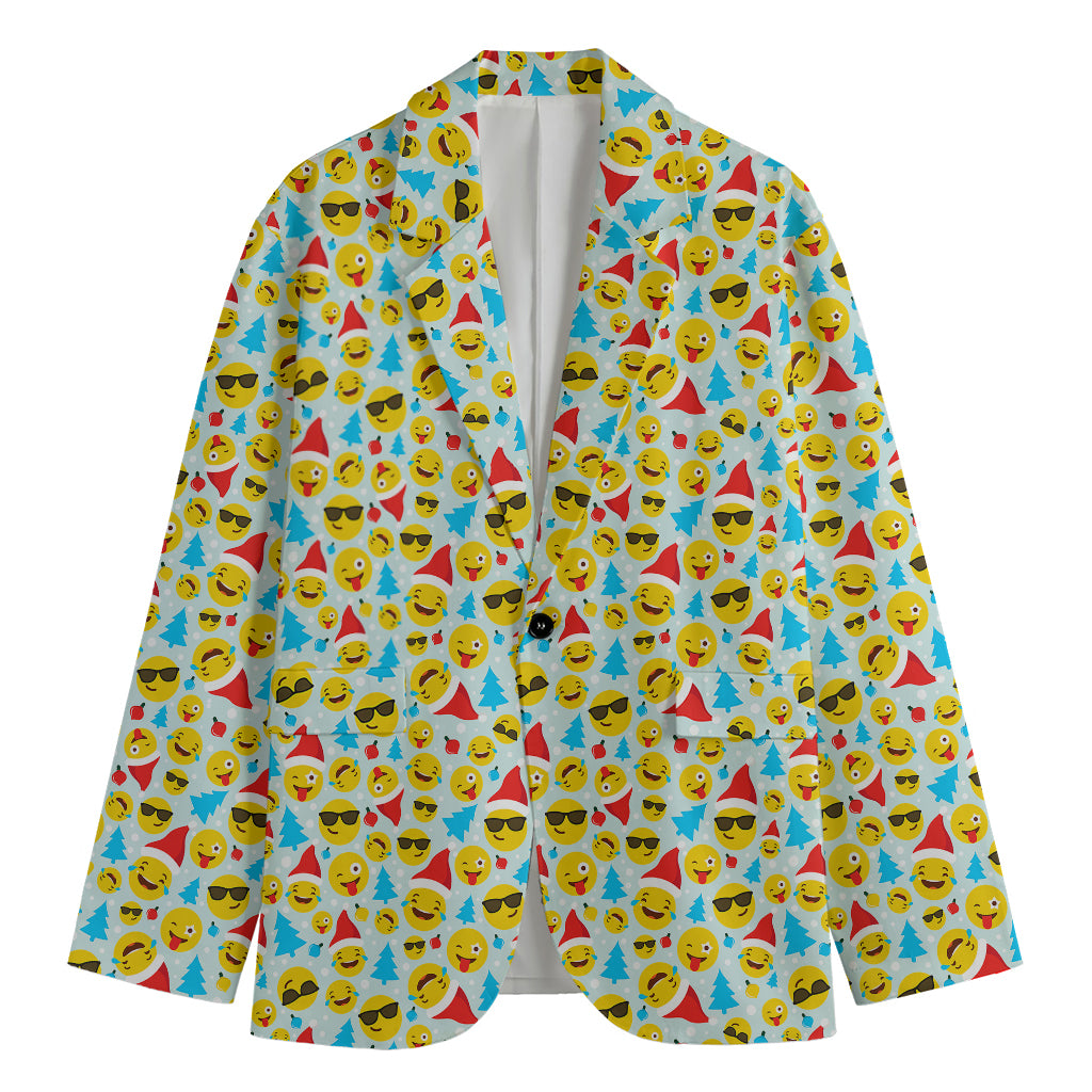 Christmas Emoji Pattern Print Men's Blazer