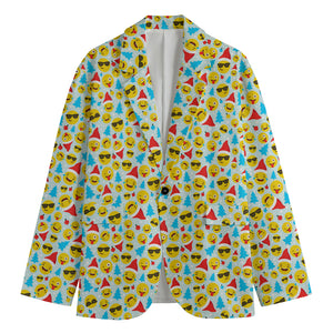 Christmas Emoji Pattern Print Men's Blazer