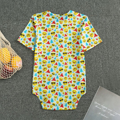 Christmas Emoji Pattern Print Men's Bodysuit