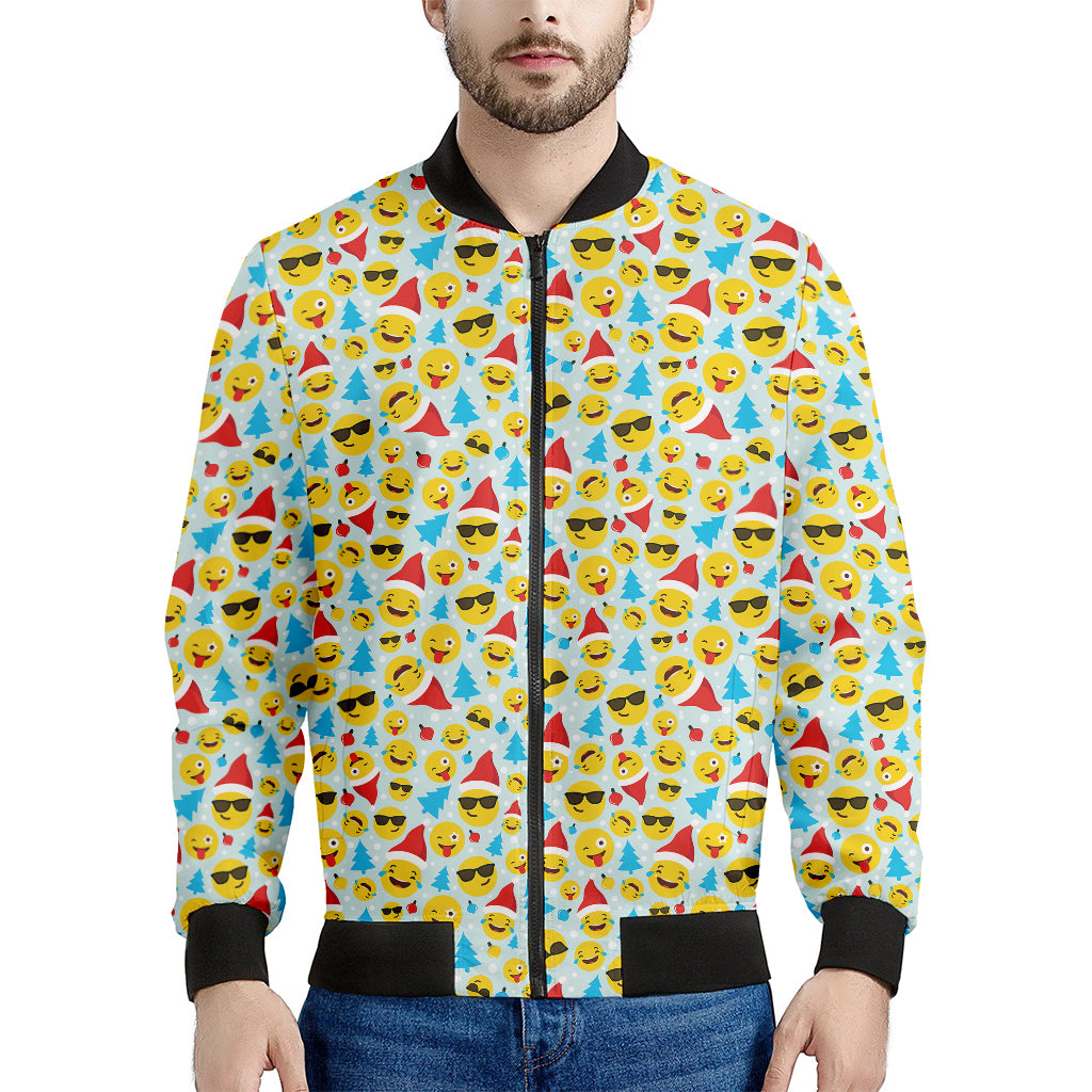 Christmas Emoji Pattern Print Men's Bomber Jacket