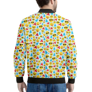 Christmas Emoji Pattern Print Men's Bomber Jacket