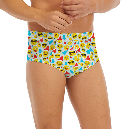 Christmas Emoji Pattern Print Men's Briefs