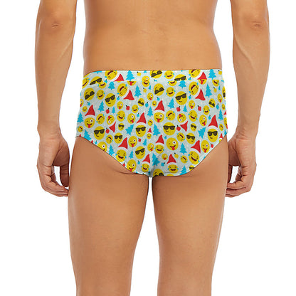 Christmas Emoji Pattern Print Men's Briefs