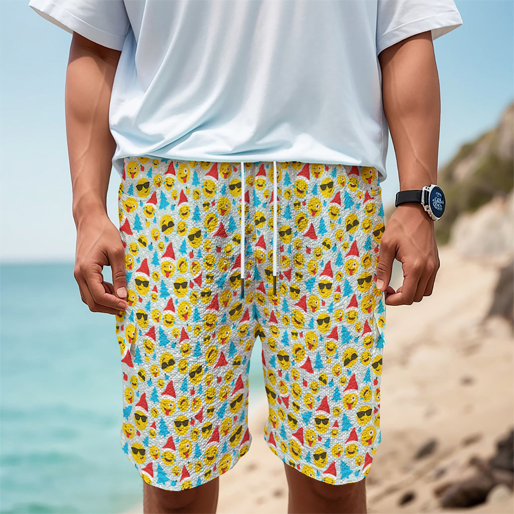 Christmas Emoji Pattern Print Men's Cargo Shorts