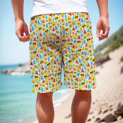 Christmas Emoji Pattern Print Men's Cargo Shorts
