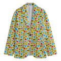 Christmas Emoji Pattern Print Men's Cotton Blazer