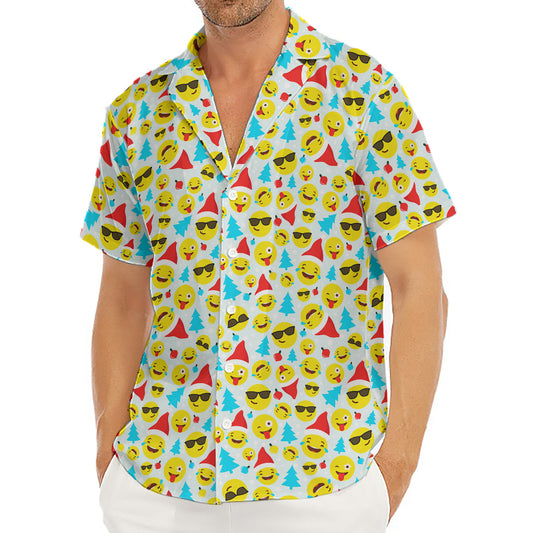 Christmas Emoji Pattern Print Men's Deep V-Neck Shirt