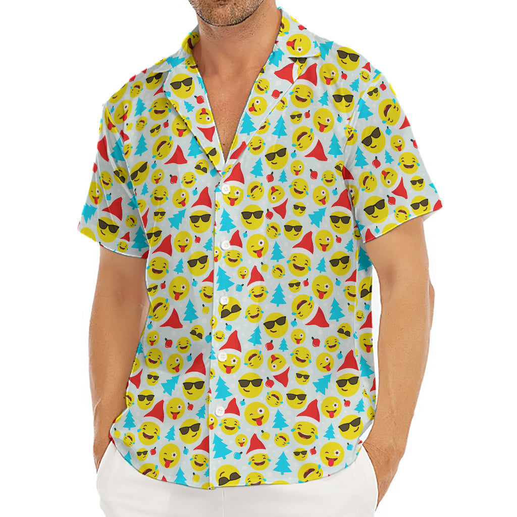 Christmas Emoji Pattern Print Men's Deep V-Neck Shirt