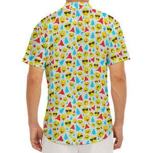 Christmas Emoji Pattern Print Men's Deep V-Neck Shirt