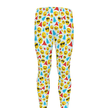 Christmas Emoji Pattern Print Men's leggings