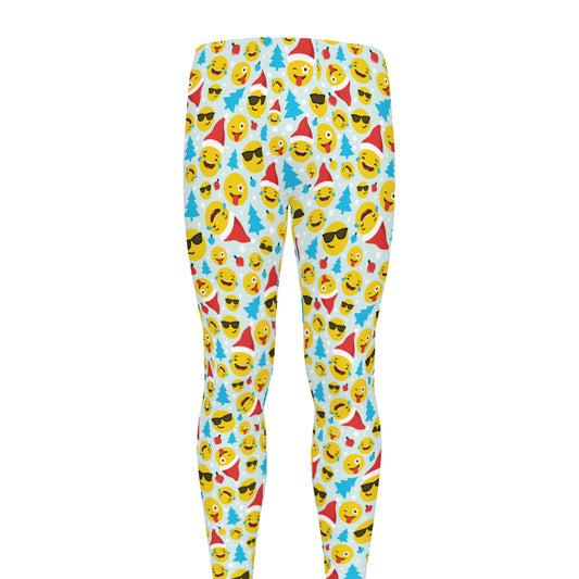 Christmas Emoji Pattern Print Men's leggings
