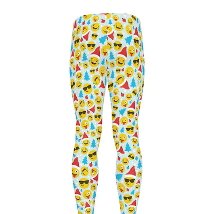 Christmas Emoji Pattern Print Men's leggings