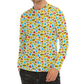 Christmas Emoji Pattern Print Men's Long Sleeve Rash Guard
