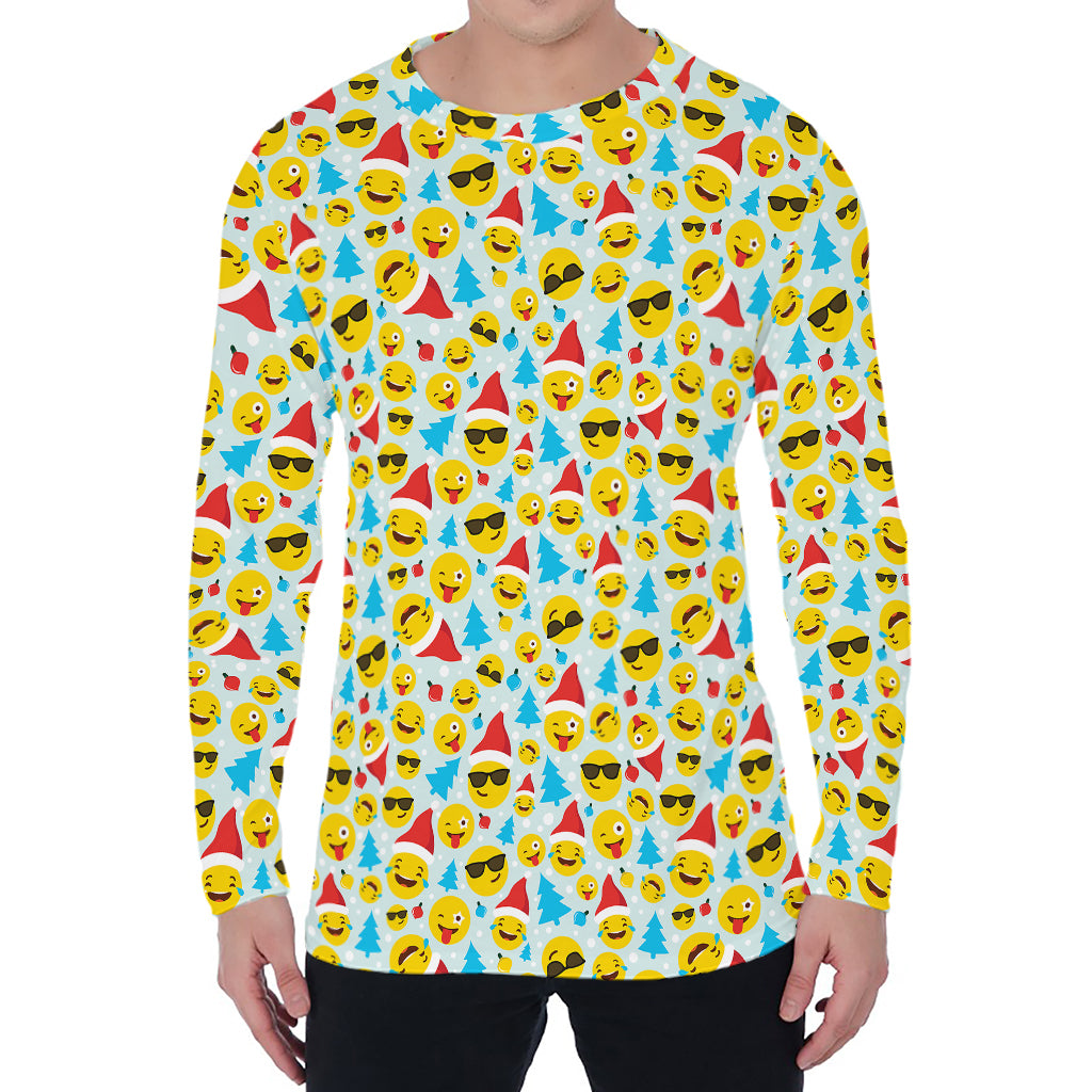 Christmas Emoji Pattern Print Men's Long Sleeve T-Shirt