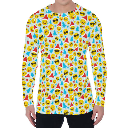 Christmas Emoji Pattern Print Men's Long Sleeve T-Shirt