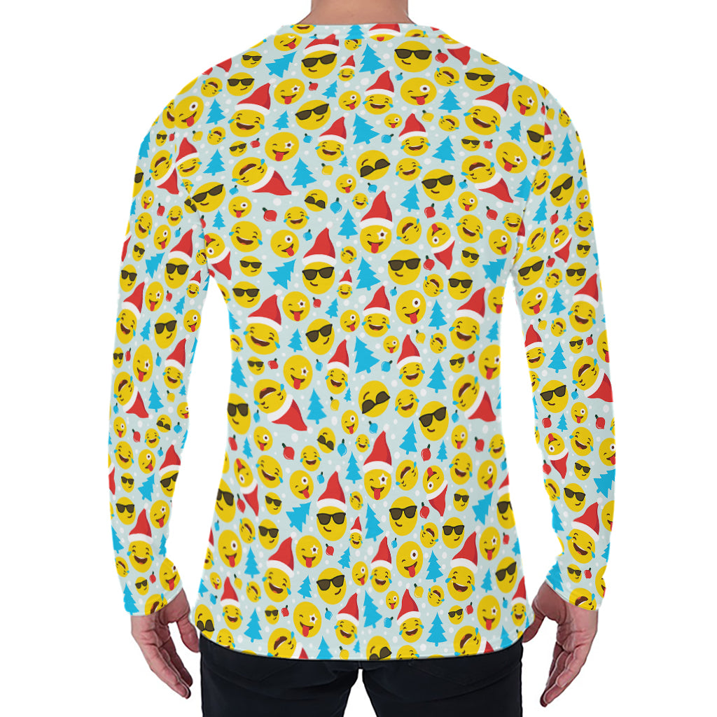 Christmas Emoji Pattern Print Men's Long Sleeve T-Shirt