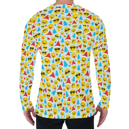 Christmas Emoji Pattern Print Men's Long Sleeve T-Shirt