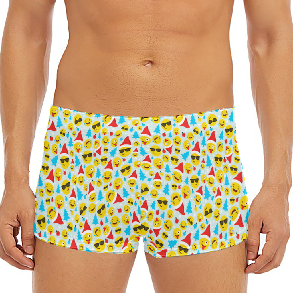 Christmas Emoji Pattern Print Men's Short Boxer Briefs