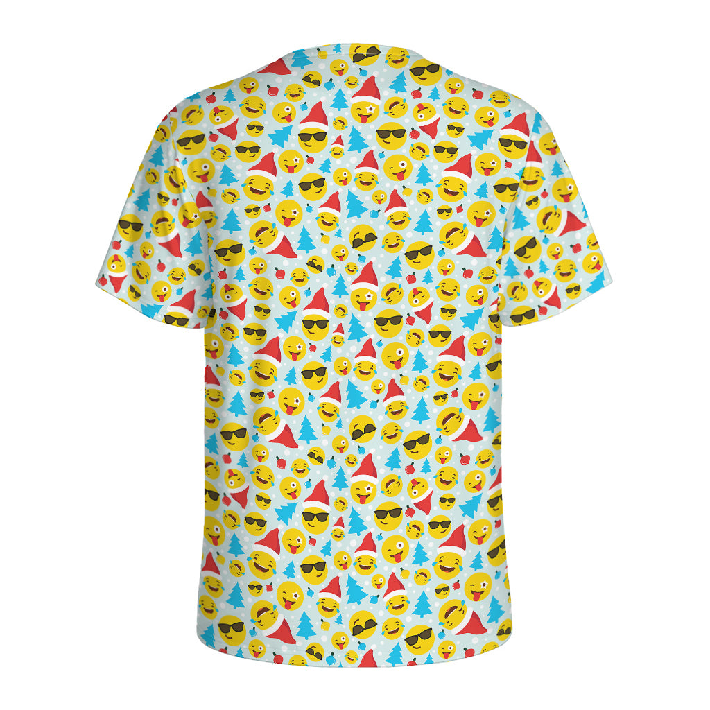 Christmas Emoji Pattern Print Men's Sports T-Shirt