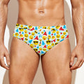Christmas Emoji Pattern Print Men's Swim Briefs