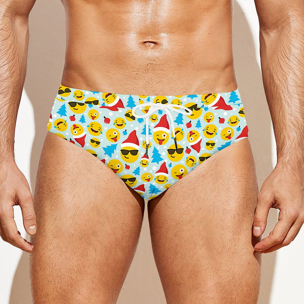 Christmas Emoji Pattern Print Men's Swim Briefs