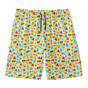 Christmas Emoji Pattern Print Men's Swim Trunks