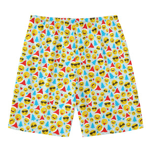 Christmas Emoji Pattern Print Men's Swim Trunks