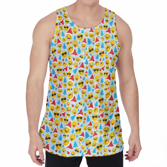 Christmas Emoji Pattern Print Men's Velvet Tank Top