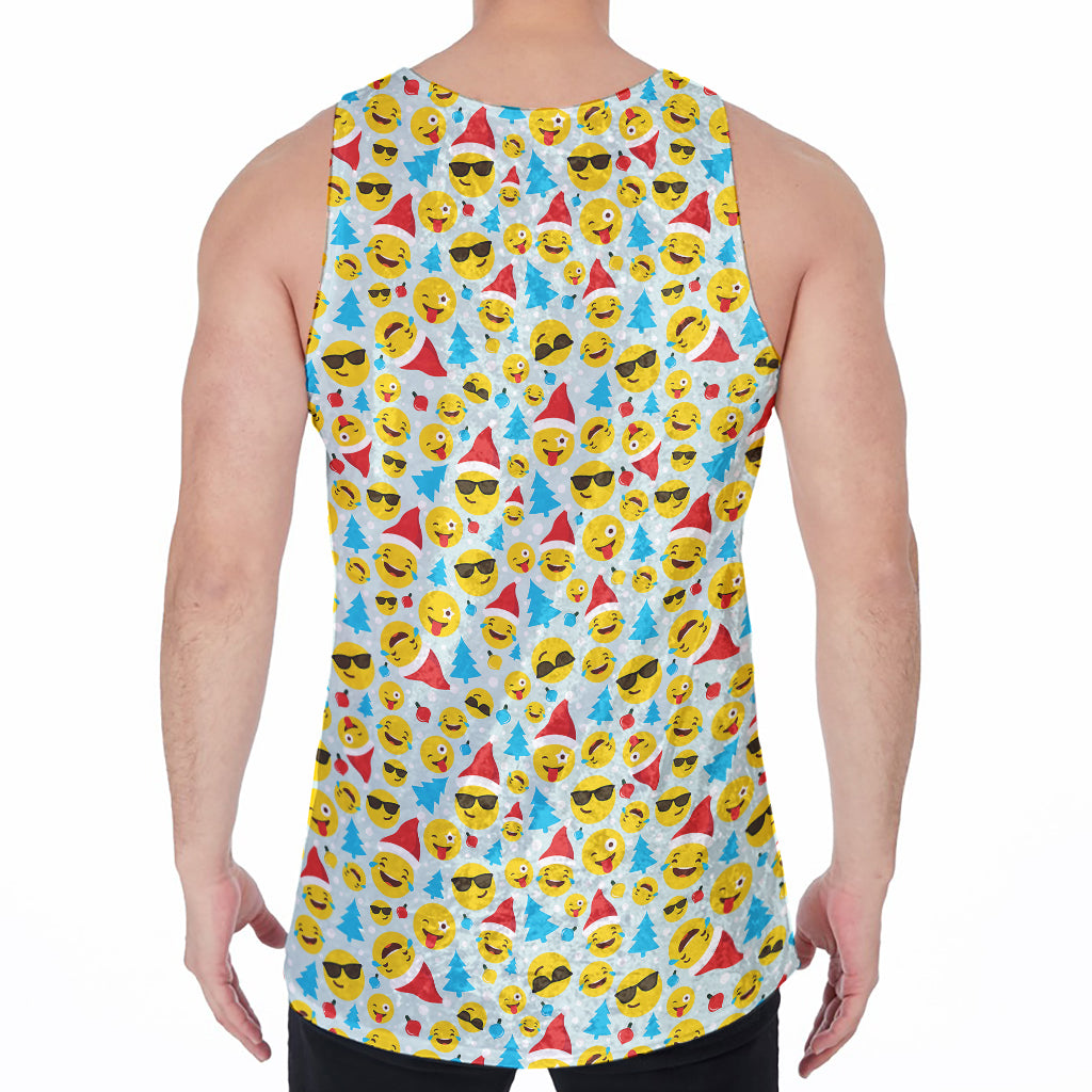 Christmas Emoji Pattern Print Men's Velvet Tank Top