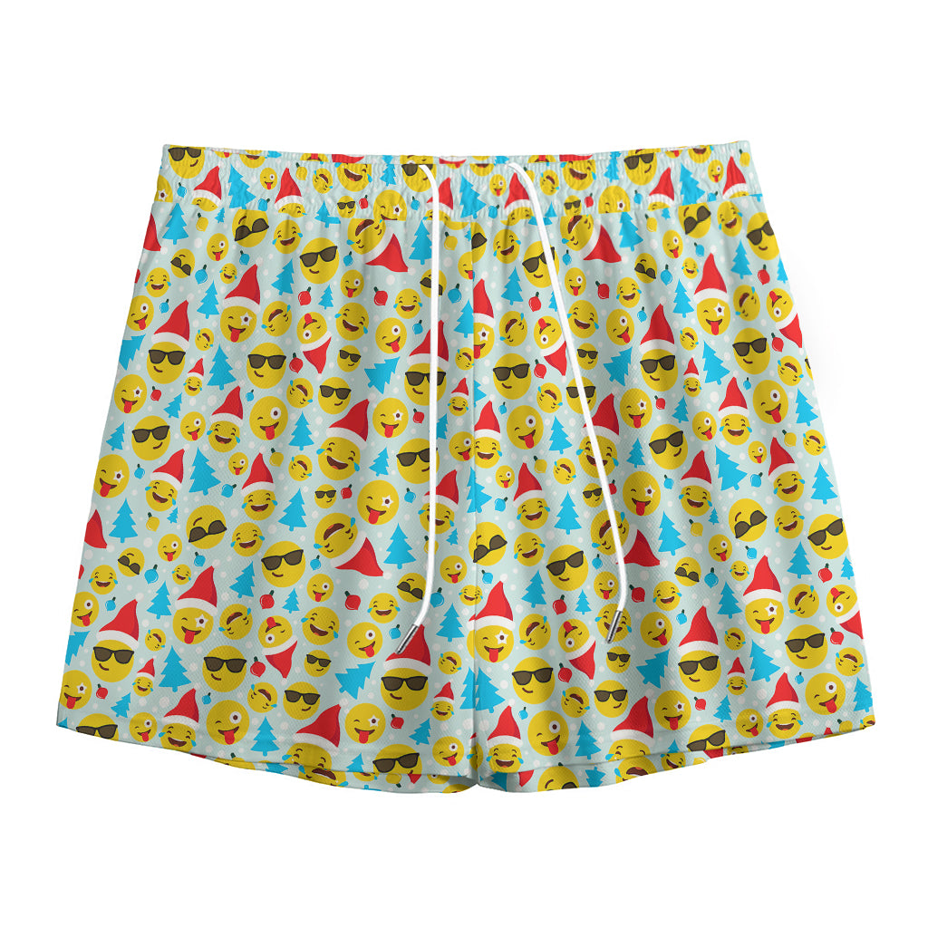 Christmas Emoji Pattern Print Mesh Shorts